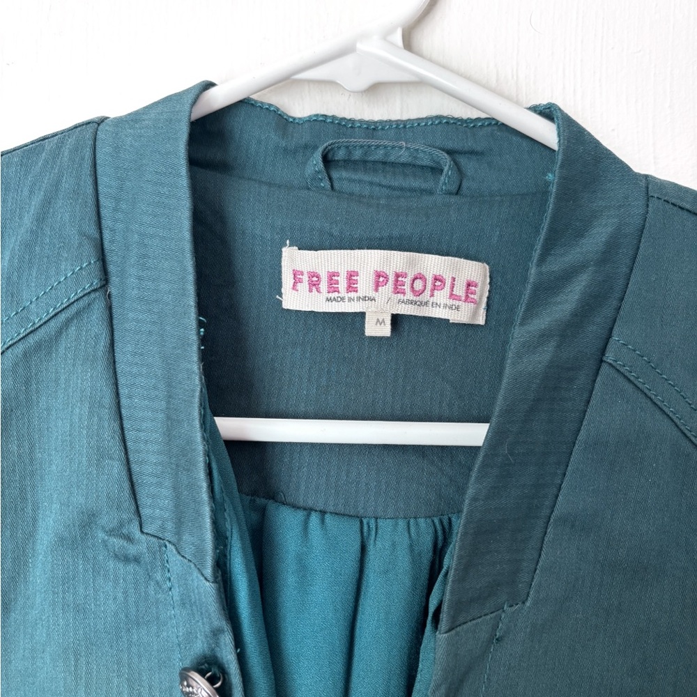 Free People Ruffle Romance Blazer in Deep Teal Size M - Picture 4 of 6